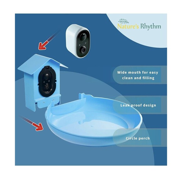 NEW Nature’s Rhythm Smart Bird Bath Feeder Video Recorder AI Bird Identification - Picture 10 of 16